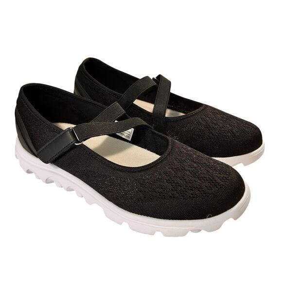 Propet Women's Mary Jane Walking Shoe Sneakers Black Fabric Size 8 Narrow - Picture 1 of 14